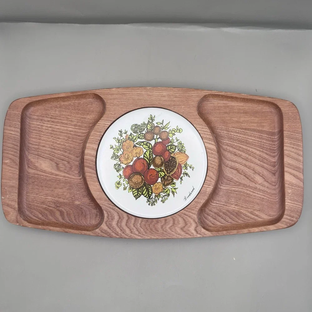 Goodwood Cheese Board Tray Vintage Teak Wood Ceramic Tile Fruit Mid Century